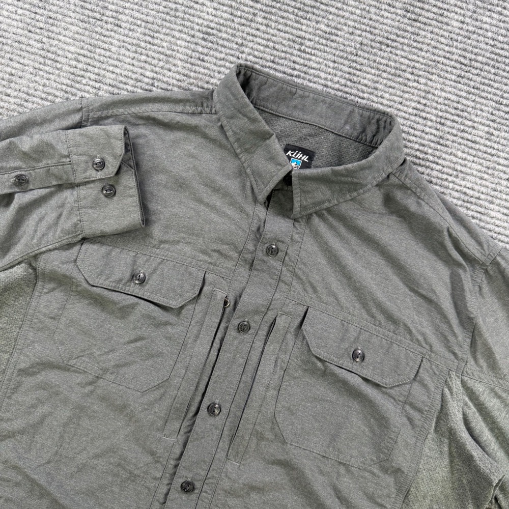 Kuhl Gray Long Sleeve Button Up Outdoor Performance Hiking Shirt Mens Medium